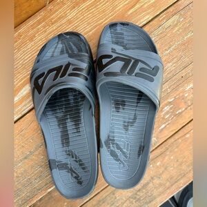 Fila Black and Gray Slide Sandals